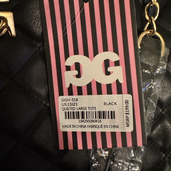 Black Quilted Handbag with Gold Accents - Picture 2 of 3